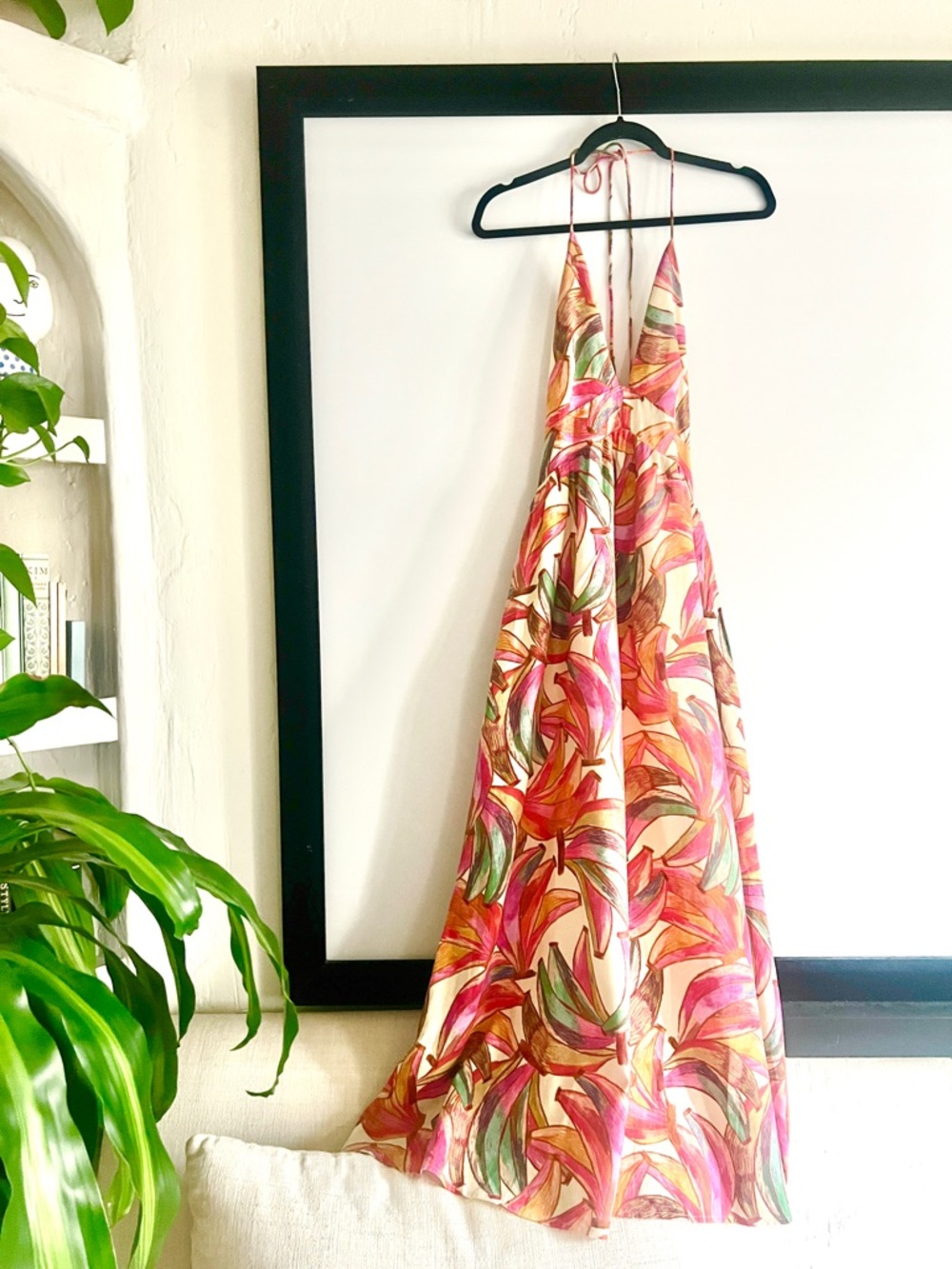 FARM Rio x Anthropologie Plunge-Neck Tropical Print Maxi Dress Size Medium NWT - Picture 10 of 13
